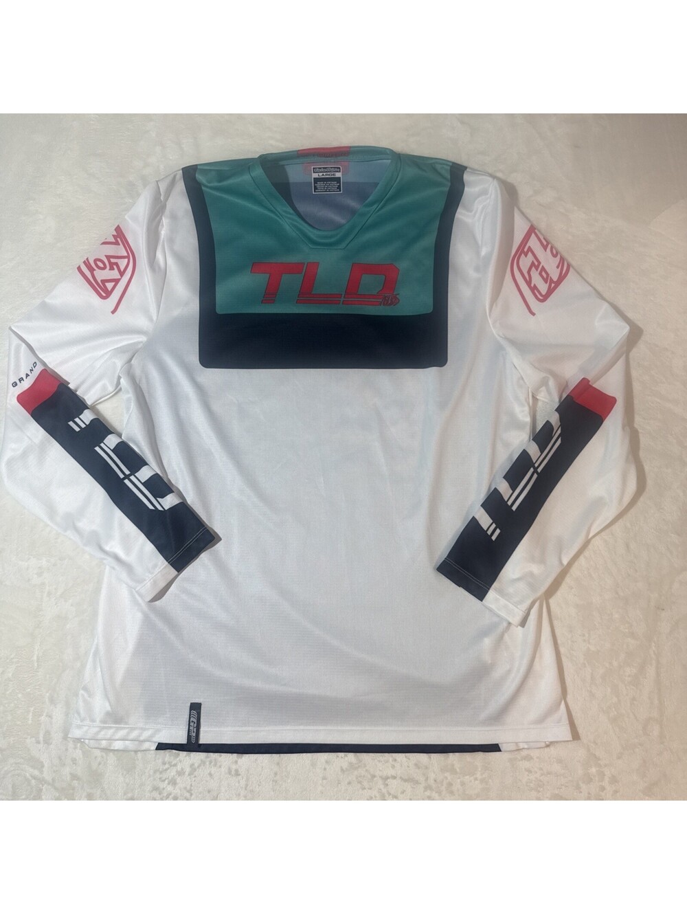 Troy Lee Designs Jersey Men's LG White/Navy Grand Prix Motocross Race Off-Road
